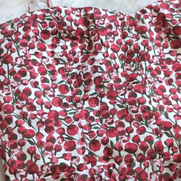 J. Crew Red Roses Cropped Bustier Peplum Top in Eliza Liberty Fabric - Picture 6 of 13